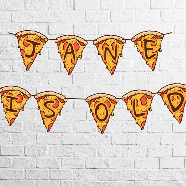 Pizza Banner Blank A to Z Alphabet Printable Full Letter Page Birthday Events Party Holiday Ninja Turtle Pepperoni Digital Download