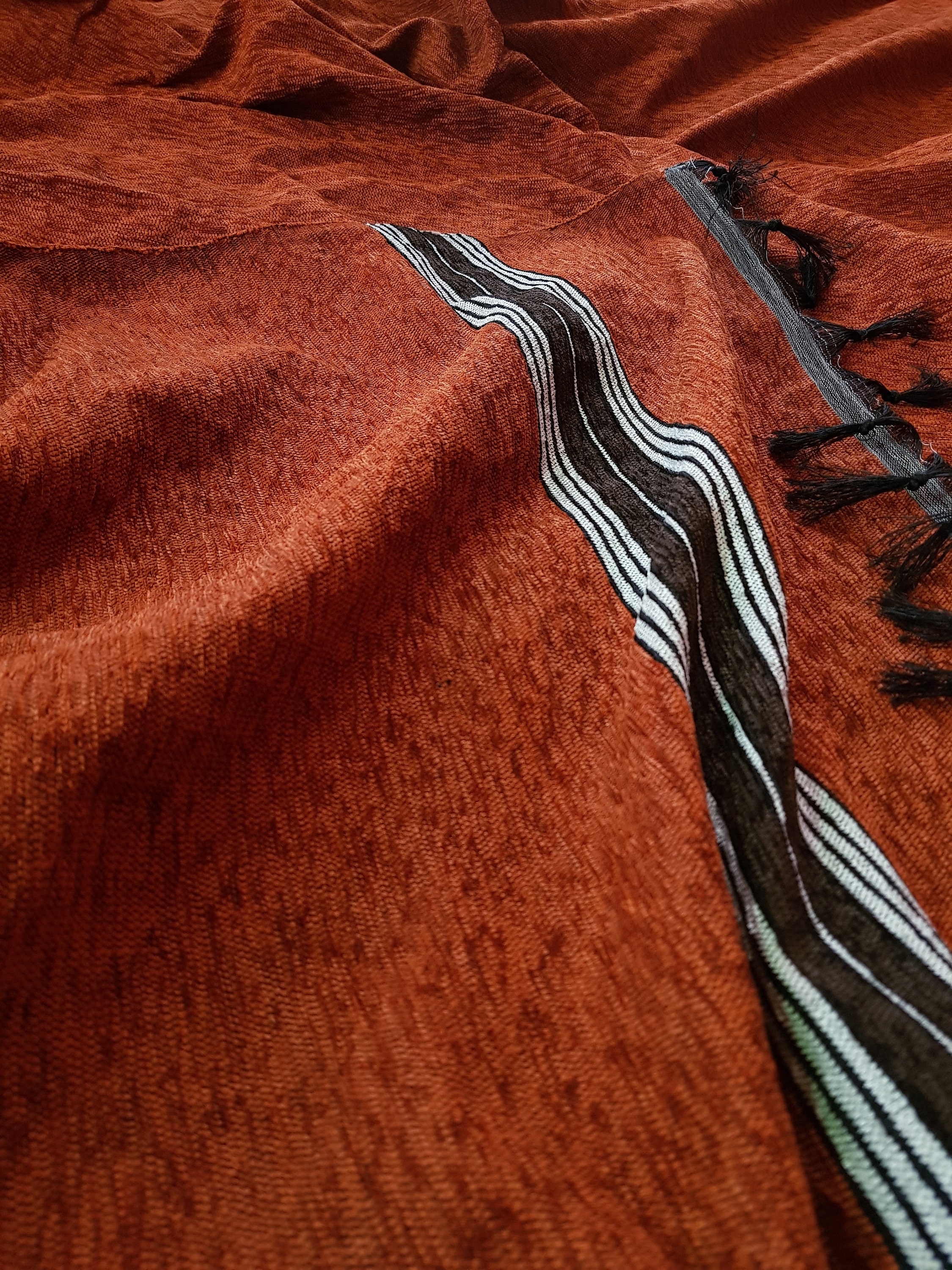86x57 burnt orange throw blanket. Cotton woven throw blanket Etsy
