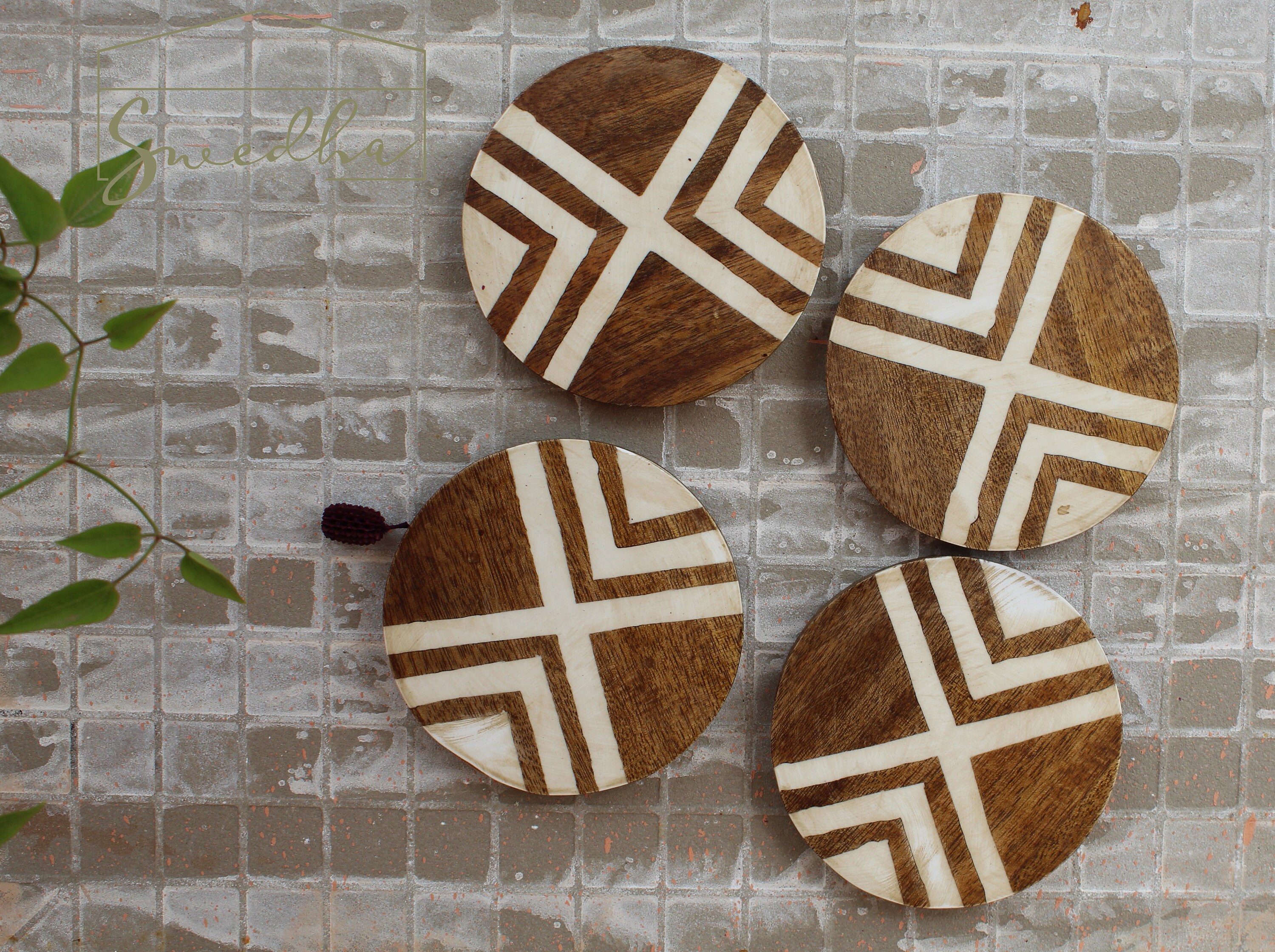 Warli Tribal Art Coaster Set. Wood Inlay Resin Coasters. Set Etsy India