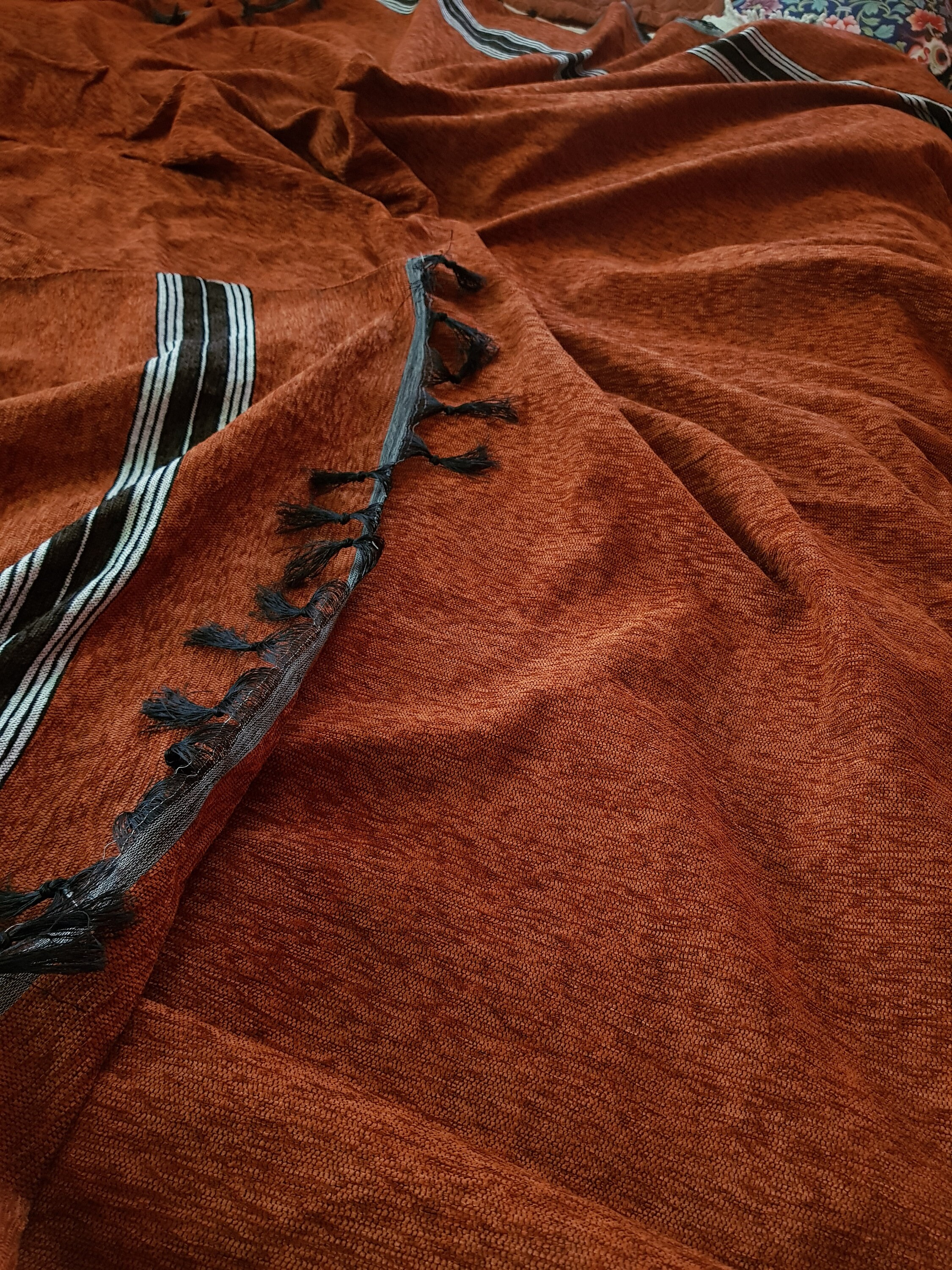 86x57 burnt orange throw blanket. Cotton woven throw blanket Etsy