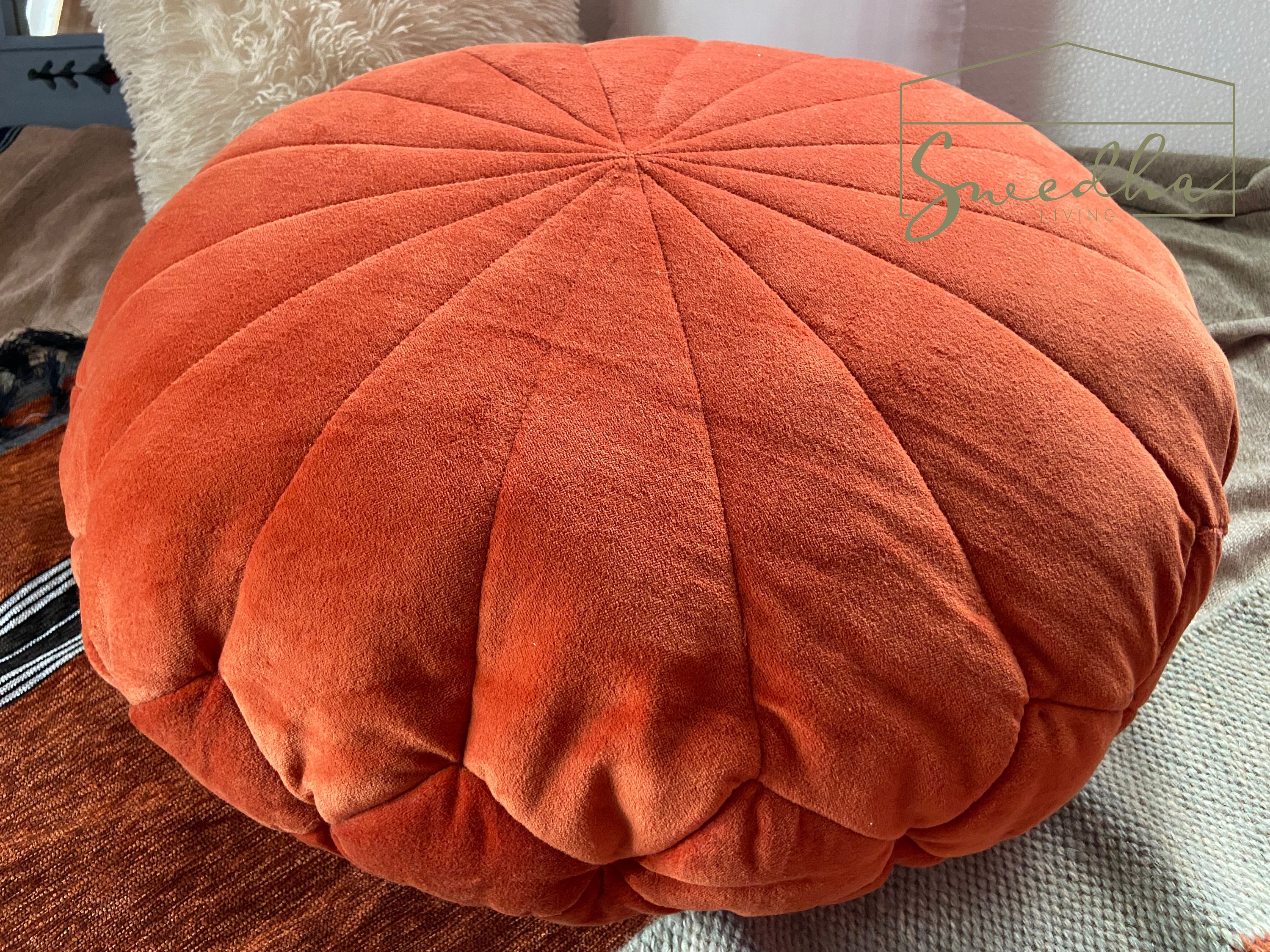 24 Inch Burnt Orange Large Floor Pillows. Velvet Pumpkin Etsy Australia