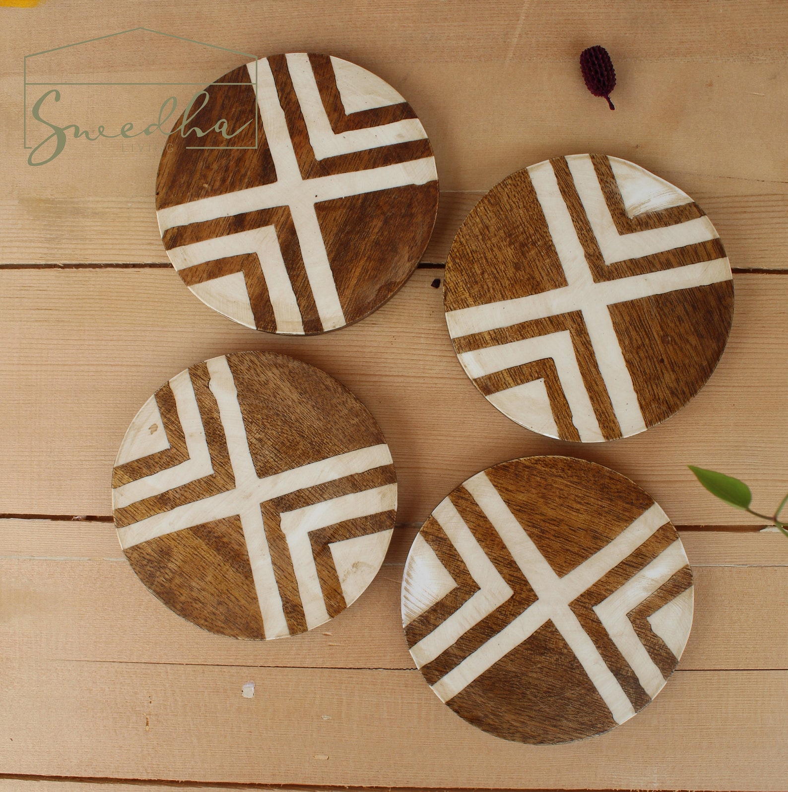 Warli Tribal Art Coaster Set. Wood Inlay Resin Coasters. Set Etsy India