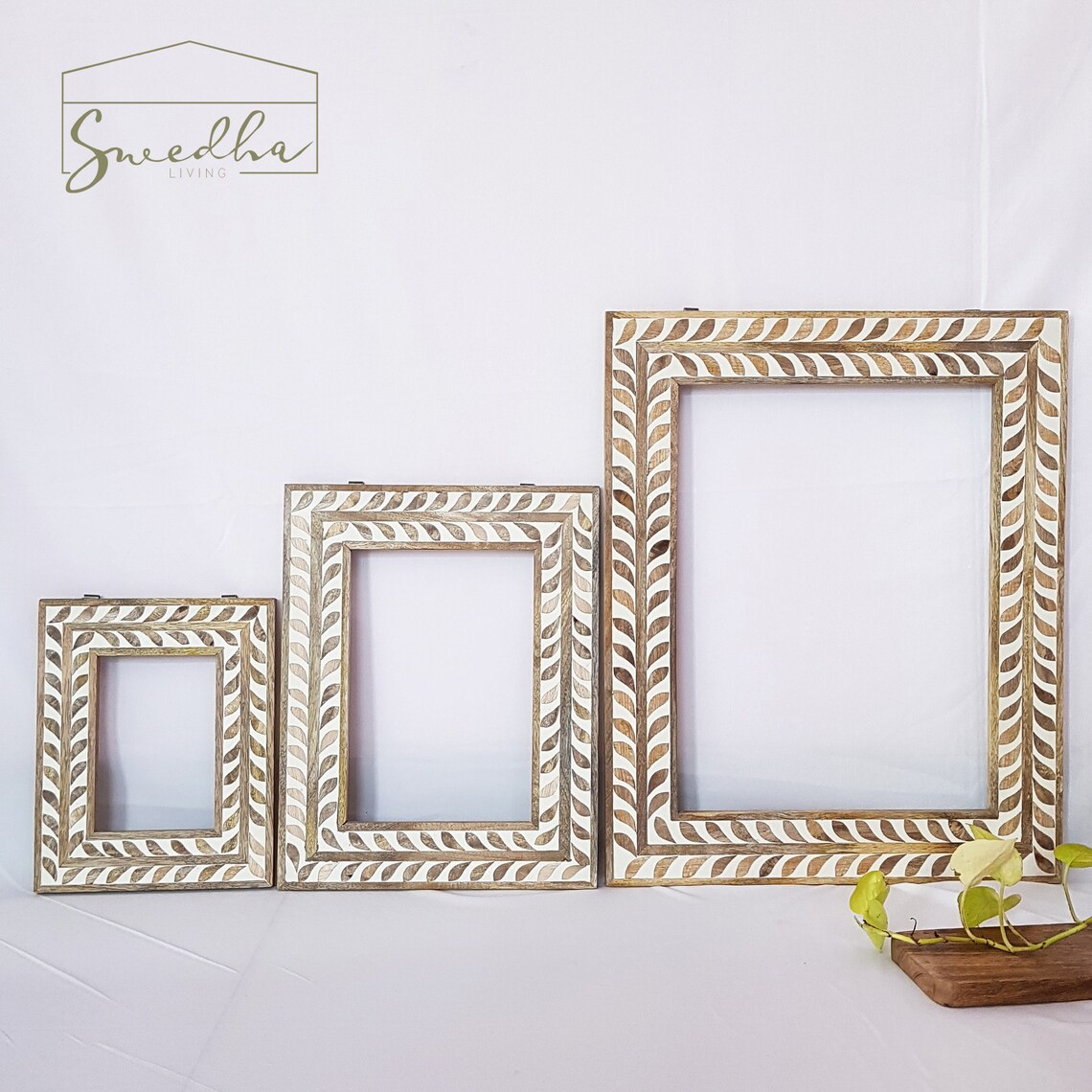 Handmade wood inlay picture frame wooden photo frame white Etsy