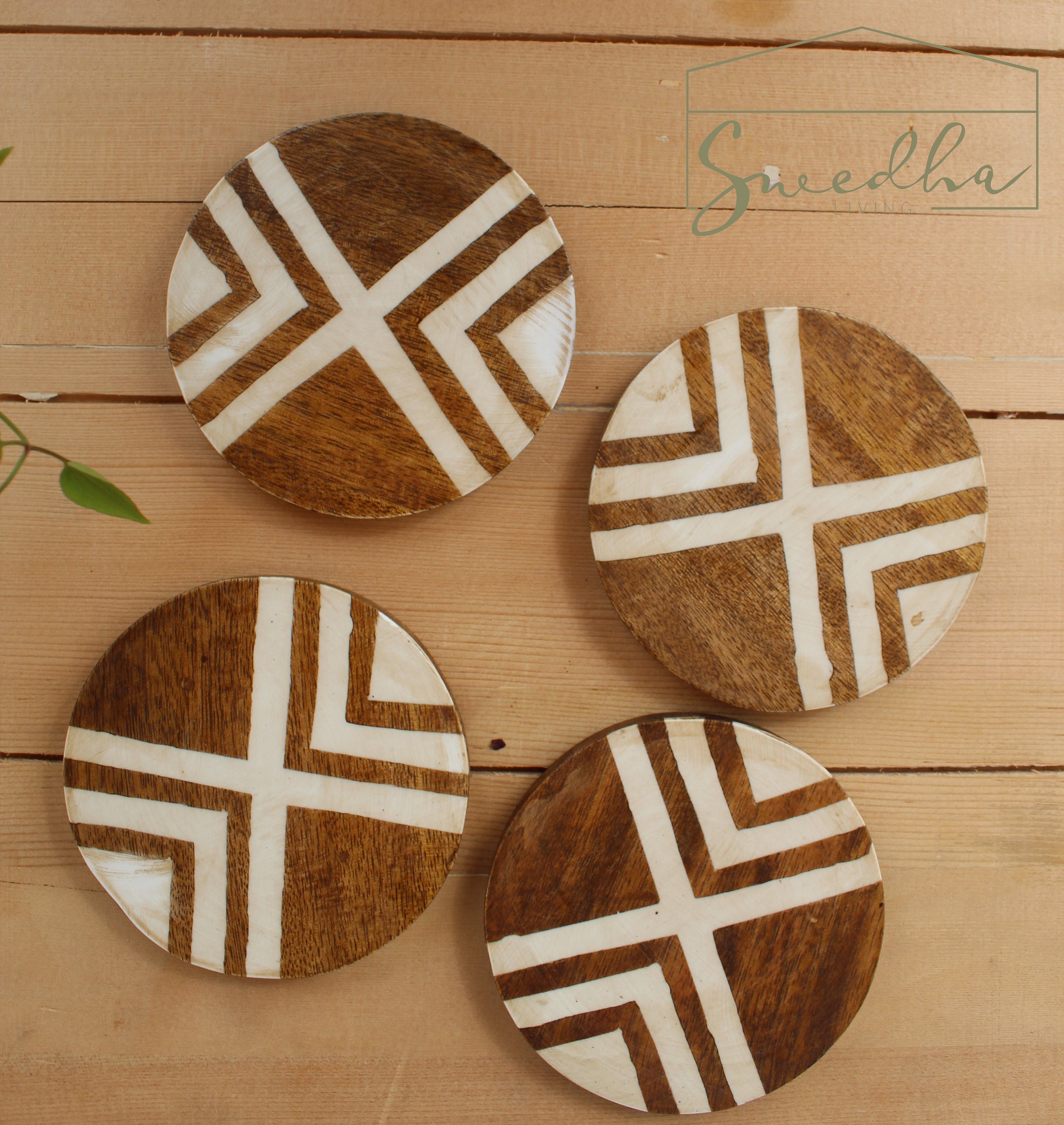 Warli Tribal Art Coaster Set. Wood Inlay Resin Coasters. Set Etsy India