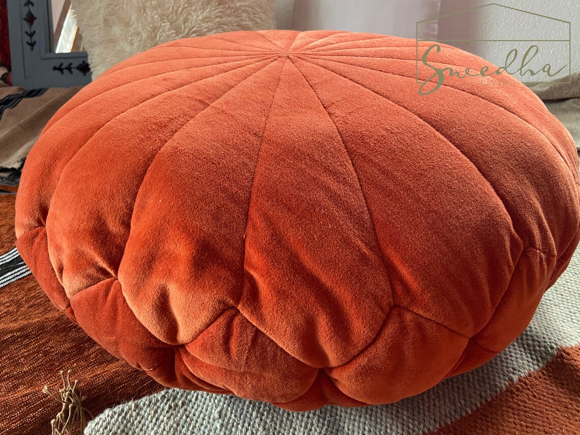 24 inch Burnt orange large floor pillows. Velvet floor Etsy