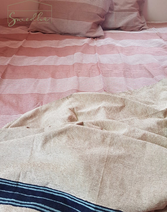 Khadi Cotton Stripes Bed Linen Bed 