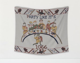 Medieval Party Bayeux Tapestry Indoor Wall Hanging | Middle Ages Meme Gift | Funny Home Art Decor | Meme Tapestry