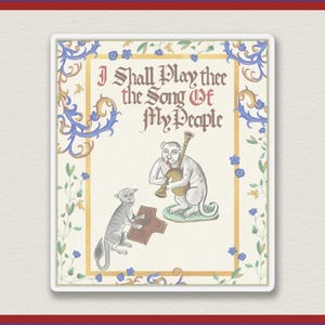 Cat Musicians Medieval Sticker | Middle Ages Meme Gift | Funny Square Stationery Sticker Meme