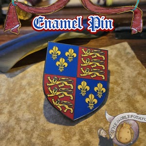 Royal Arms of England Enamel Pin | Tudor Medieval Heraldry Pin | Three Lions Fleur-de-Lis | English History Gift