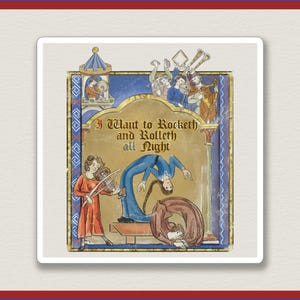 Court Musicians Medieval Meme Sticker | Rock and Roll Middle Ages Meme Sticker | Middle Ages Meme Gift | Funny Square Stationery Sticker
