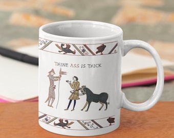 Medieval Bayeux Tapestry Coffee Mug | Middle Ages Meme Tea Cup Gift | Funny Ceramic Drinkware | Meme Cup