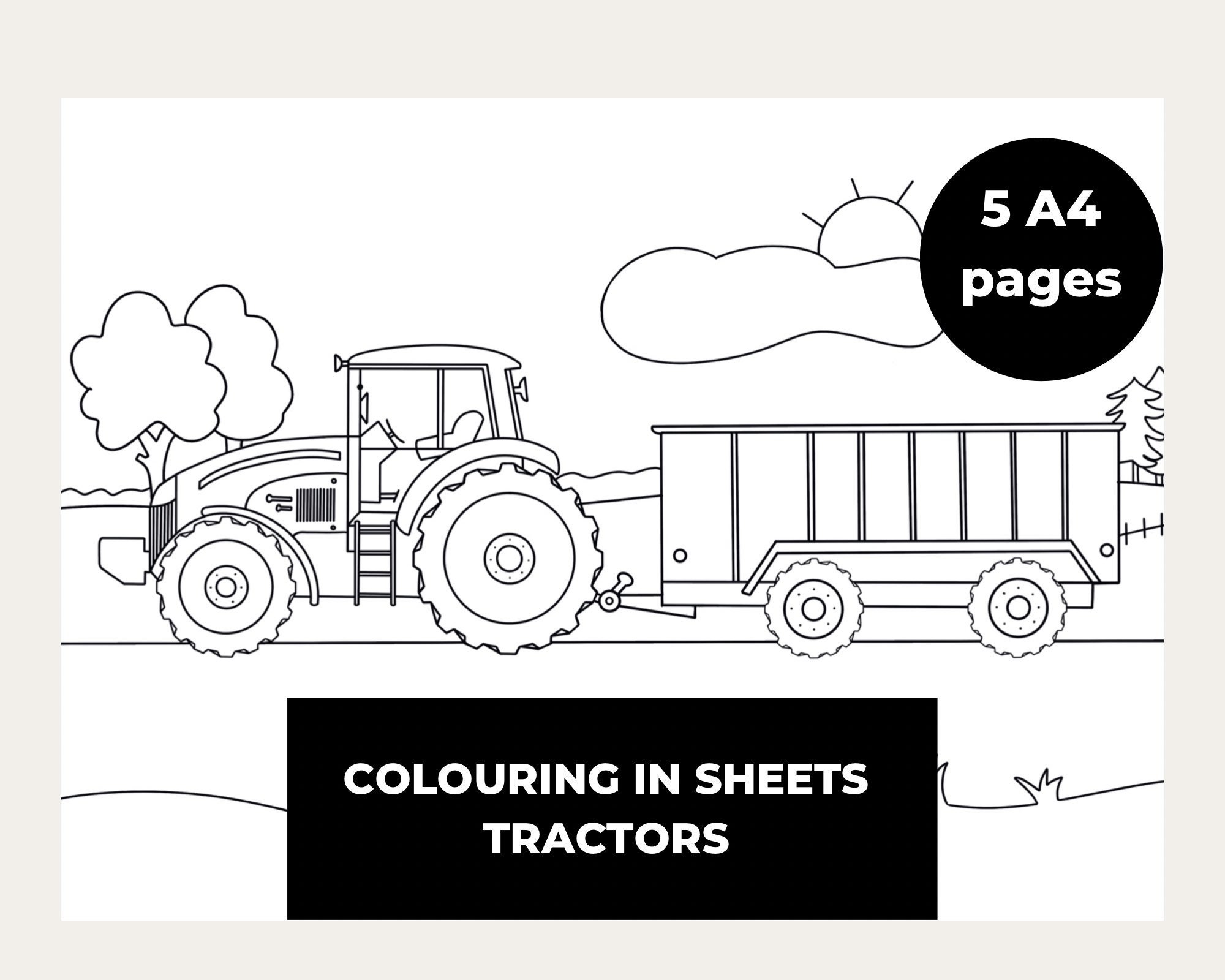 Farm Colouring in Sheets Tractor Colouring in Pages Etsy Australia