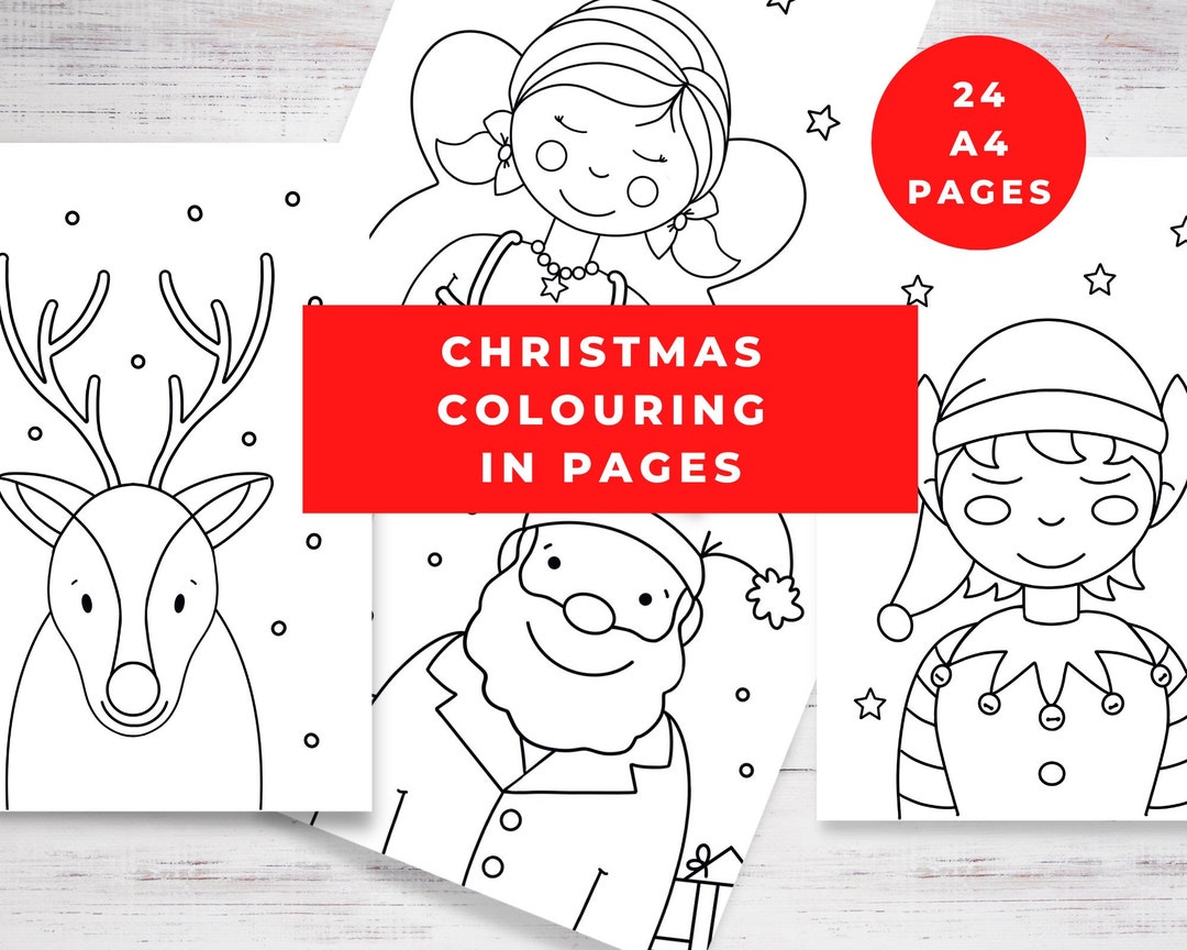 Festive Coloruing Cartoon Colouring in Pages - Kids Christmas Craft Activity, Festive Colouring ...