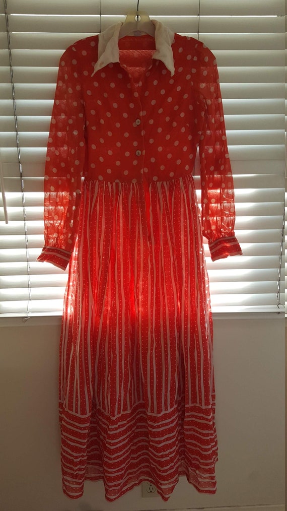 Vintage 1970s Red Gunne Sax Style Maxi Dress