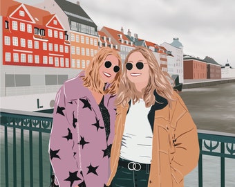 Custom Faceless Portrait: Detailed Background, Couple, Family, Pet (Digital File)