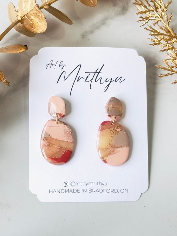 Pink hotsell marble earrings