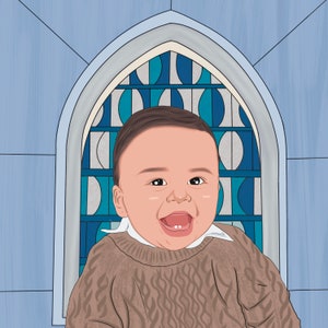 Custom digital cartoon portrait from photo, cartoon illustration with detailed background, family, cartoon couple portrait