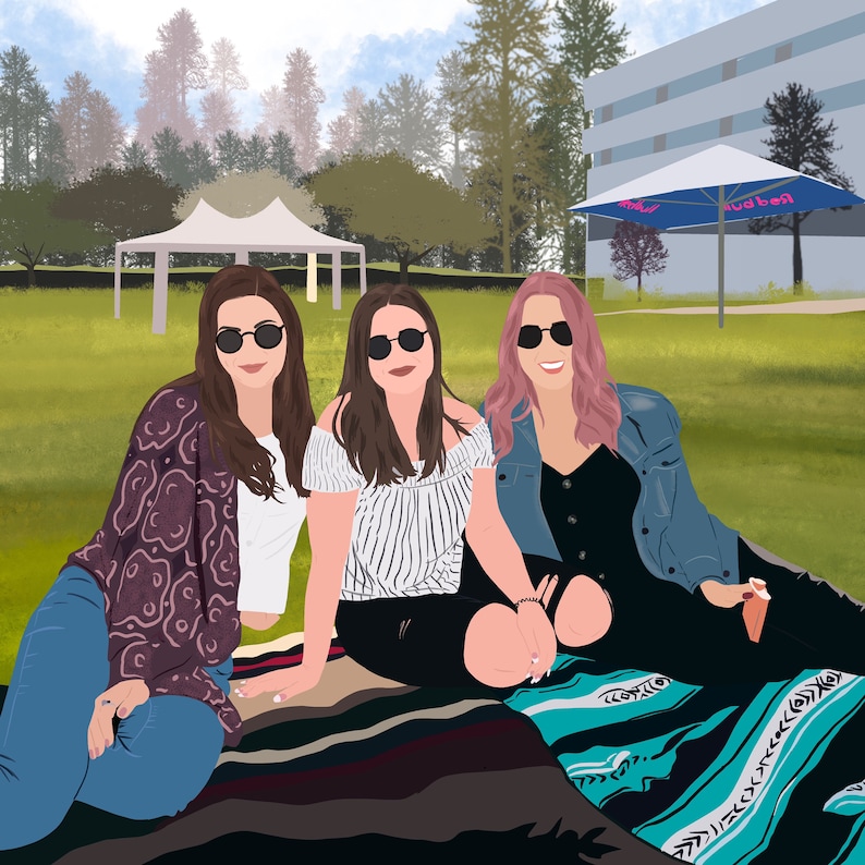 Custom Faceless Portrait: Detailed Background, Couple, Family, Pet (Digital File) image 5