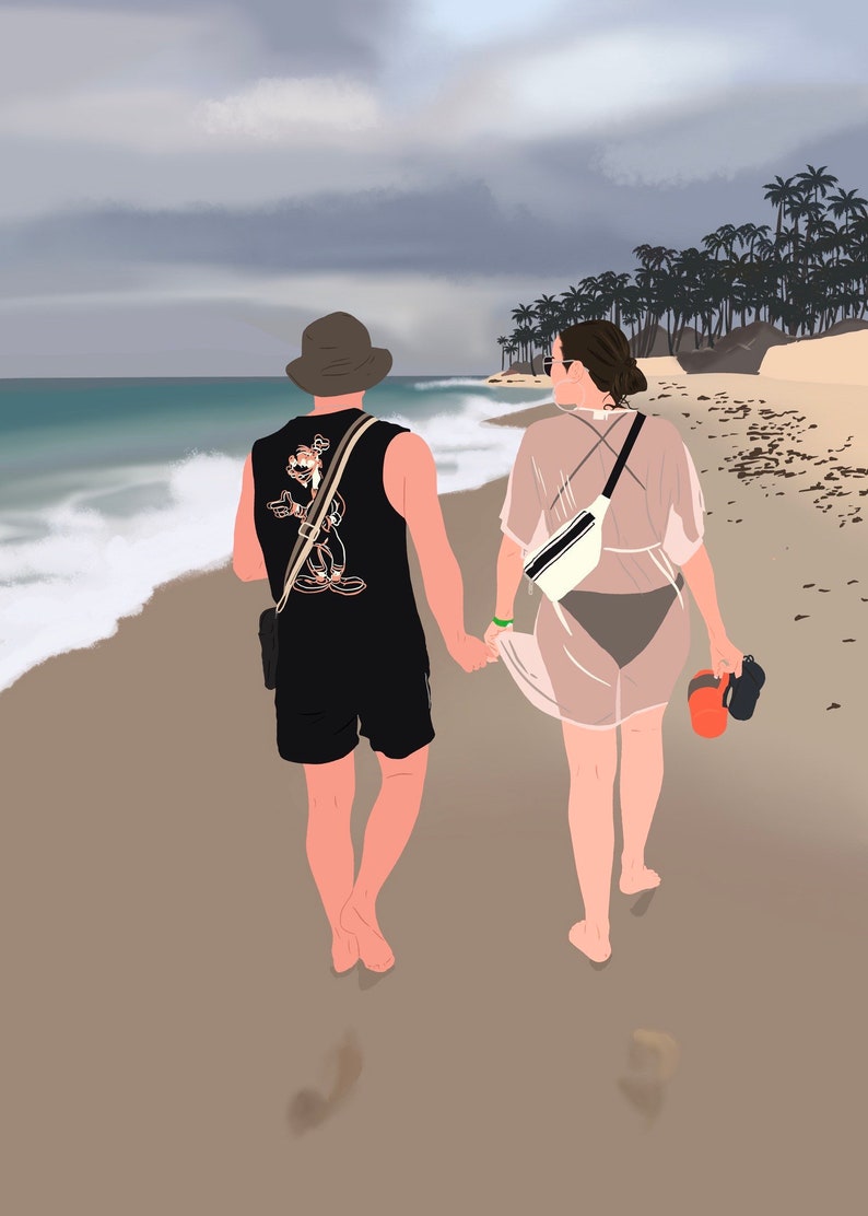 Custom Faceless Portrait: Detailed Background, Couple, Family, Pet (Digital File) image 2