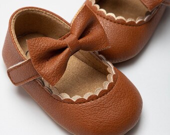 Leather Baby Shoes with Bow Strap