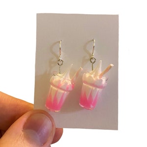 Milkshake Earrings, Novelty Earrings, Funny Gift, Funny Earrings, Weird Earrings, Quirky Earrings, Cool Earrings Unique Earrings