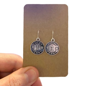 Lucky Penny Coin Earrings: Silver Plated Novelty Jewelry