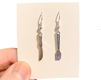 Knife & Fork Earrings, Edgy Earrings, Weird Earrings, Aesthetic Earrings, Funky Earrings, Novelty Earrings, Cool Earrings, Funny Earrings