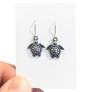 Turtle Earrings, Funky Earrings, Silver Tortoise Earrings, Turtle Charm Earrings, Funny Earrings, Turtle Earrings, Cute Earrings