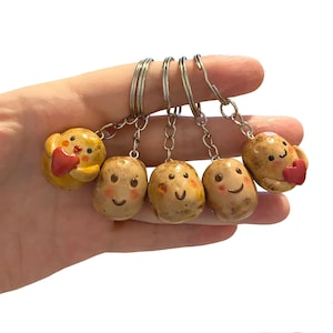 Kawaii Potato Keychain: Handmade Polymer Clay Charm