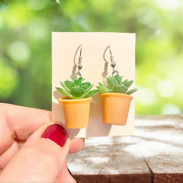 Succulent Earrings, Weird Earrings, Quirky Earrings, Novelty Earrings, Plant Lover Gift, Gift For Gardener, Plant Earrings, Plants