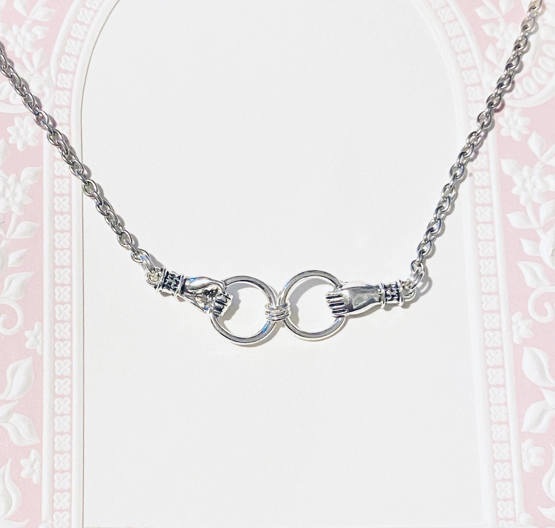 Greek Mythology Hand Clasp Necklace, Silver Friendship Pendant - Etsy