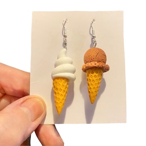 Miniature Ice Cream Earrings, Mismatched Earrings, Funny Earrings, Mini Food Earrings, Weird Earrings, Earrings, Funky Earrings
