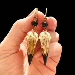Gothic Crow Skull Earrings: Black Crystal Raven Jewelry