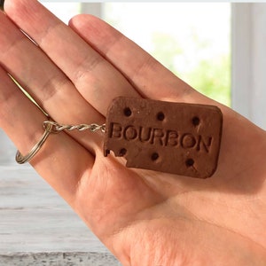 Bourbon Biscuit Keychain: Polymer Clay Tea Lover Gift