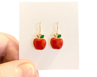 Apple Earrings, Fruit Earrings, Fun Earrings, Red Apple Earrings, Quirky Earrings, Weird Earrings, Aesthetic Earrings, Novelty Earrings