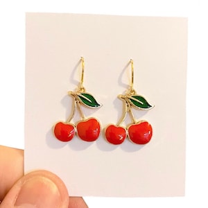 Cherry Earrings, Quirky Earrings, Fruit Earrings, Funky Earrings, Cool Earrings, Weird Earrings, Cherry Charm Earrings