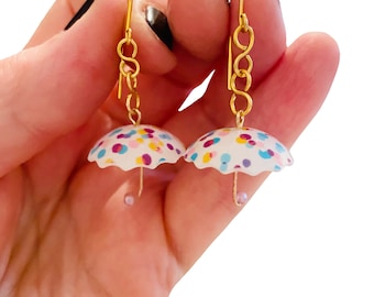 Umbrella Charm Earrings, Funny Gift For Women, Cute Earrings, Quirky Earrings, Funny Gifts For Her