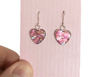 Pink Glitter Heart Earrings, Fairy Earrings, Pink Glitter Heart Earrings, Sparkly Heart Earrings, Girlfriend Gifts, Mummy Gifts