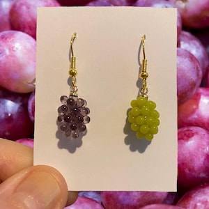 Grape Earrings, Mismatched Earrings, Weird Earrings, Fruit Earrings, Funny Earrings, Quirky Earrings, Novelty Earrings, Fun Earrings