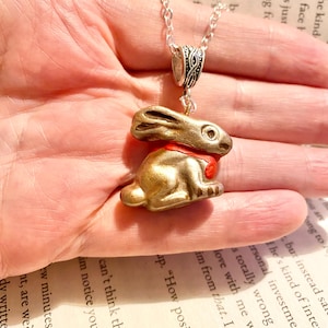 Gold Rabbit Necklace, Funny Necklace, Gold Rabbit Pendant, Cute Gift For Her, Novelty Necklace, Gift For Chocalate Lover