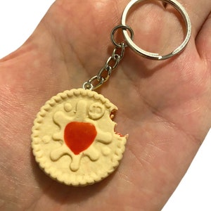 Jammie Dodger Keychain: Polymer Clay Biscuit, Funny Tea Lover Gift