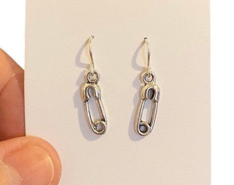 Safety Pin Earrings, Gothic Dangle Earrings, Punk Earrings, Gifts For Friends, Novelty Earrings, Funny Gifts For Women, Small Earrings