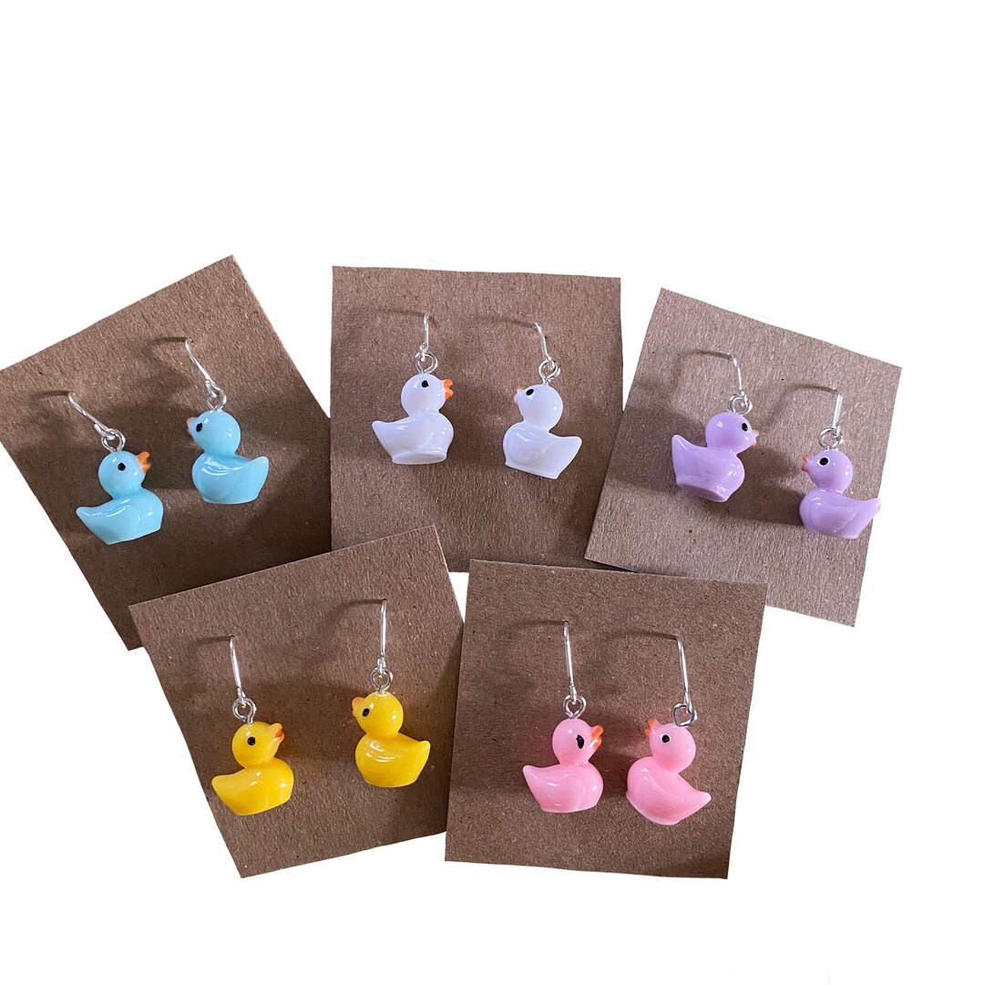 Rubber Duck Earrings Duck Earrings Duck Dangle Earrings Etsy