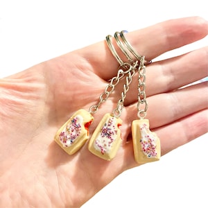 Pop Tart Keychain, Polymer Clay Biscuit Bag Charm, Funny Food Keyring
