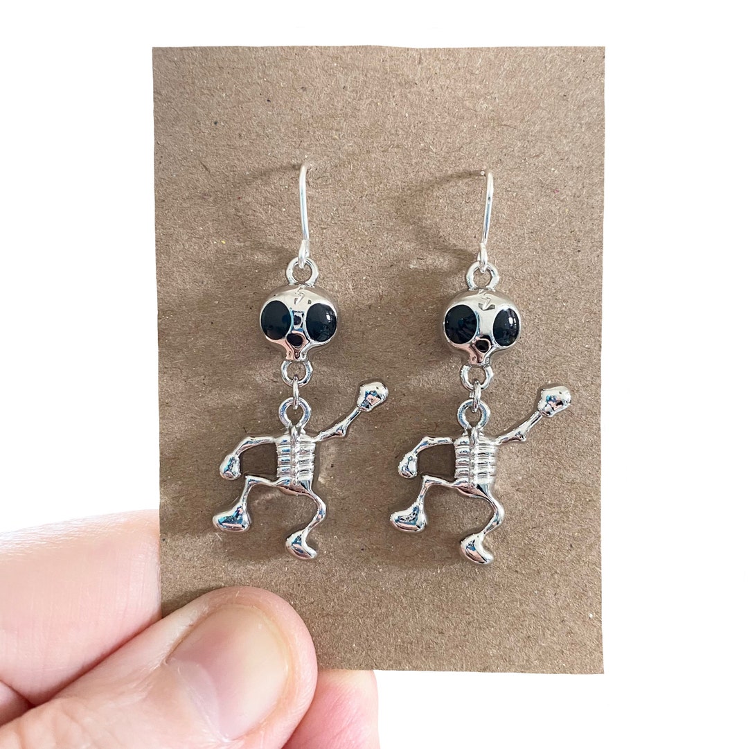 Edgy Earrings, Weird Earrings, Skeleton Earrings, Goth Earrings