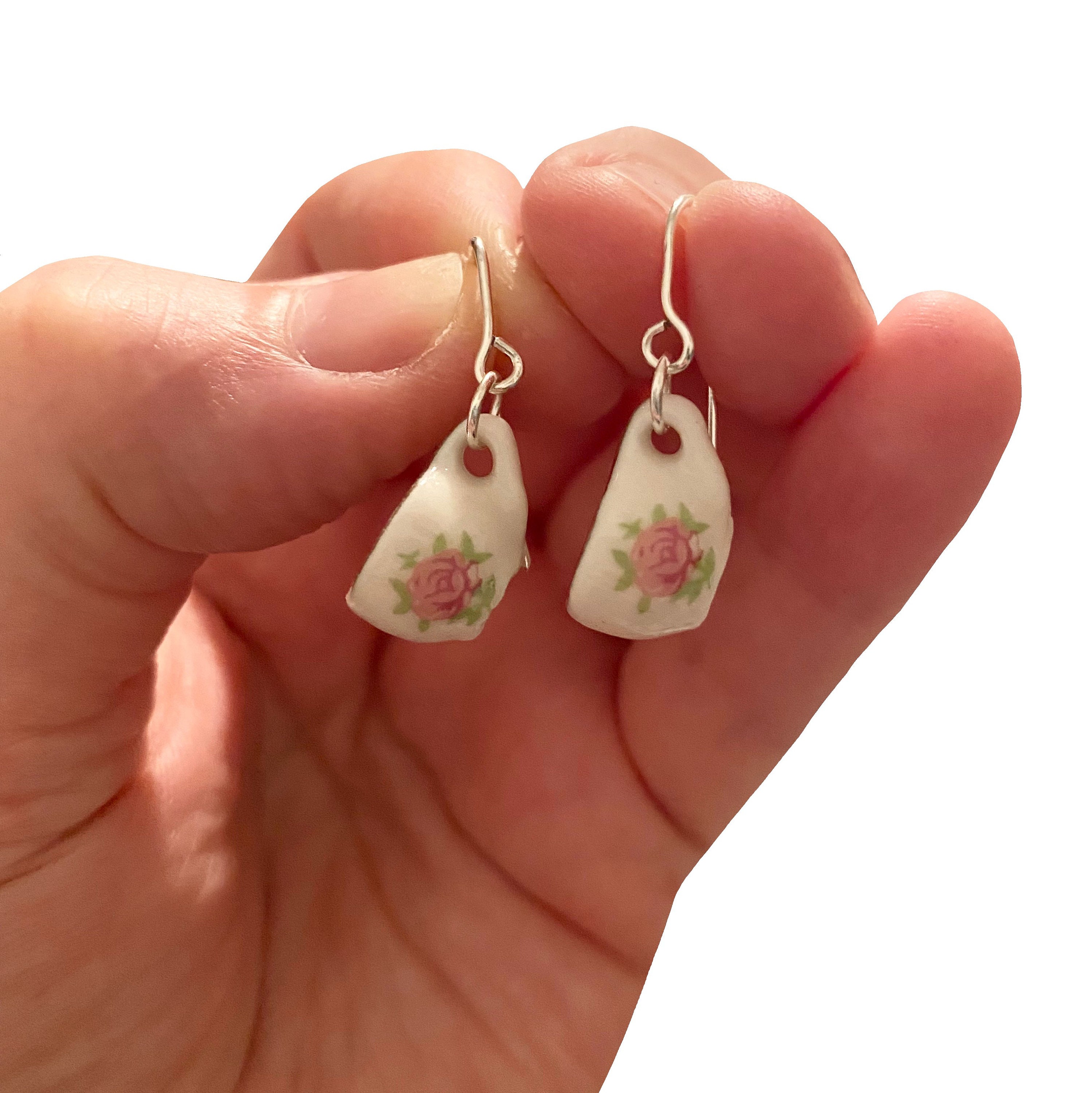 Cute Blue Floral Ceramic Earrings Teacup Earrings Tea Lover Etsy UK