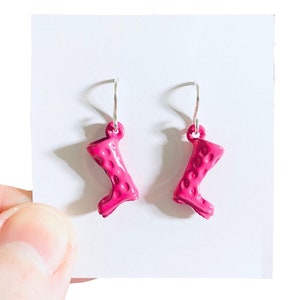 Quirky Welly Boot Earrings: Enamel Novelty Jewelry