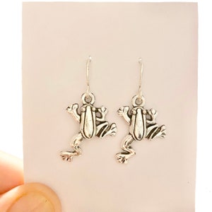 Frog Earrings, Frog Gifts, Frig And Toad, Silver Frog Dangle Earrings, Cute Earrings, Novelty Earrings, Funny Gift For Her, Funny Earrings