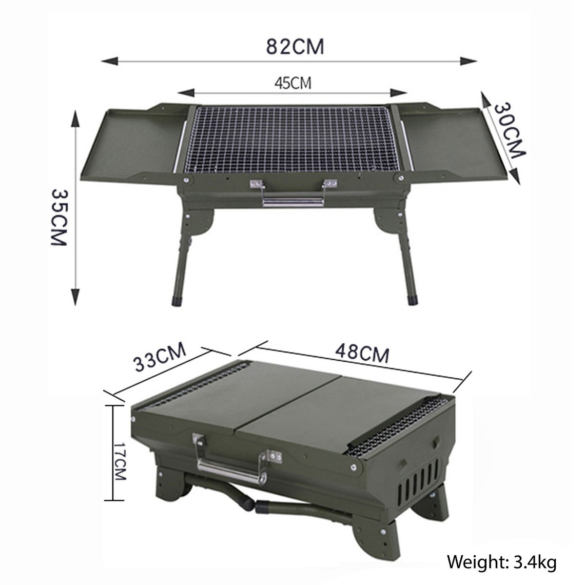 Portable BBQ Charcoal Grill Folding Compact Suitcase Barbecue Etsy