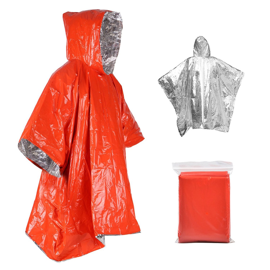 Emergency Rain Poncho & Mylar Space Blanket Thermal Survival Etsy